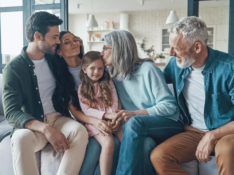 Family generations together at home